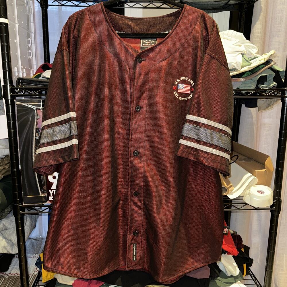 Y2K U.S. Polo Assn Red Baseball Jersey Size Xl Made In Korea